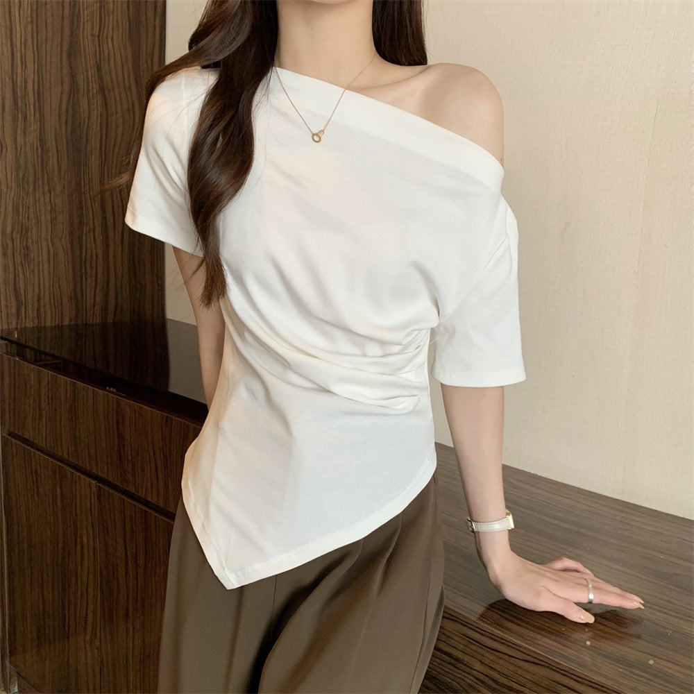アシメドレープTシャツ