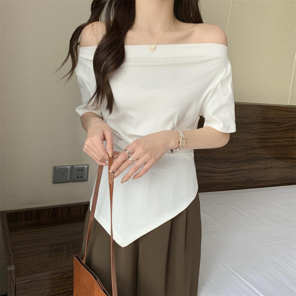 アシメドレープTシャツ