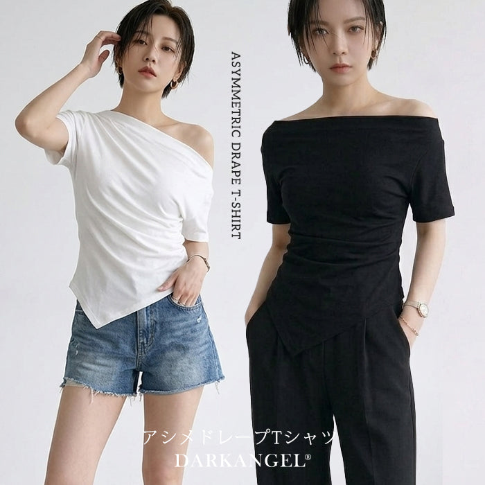 アシメドレープTシャツ