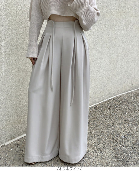 ハイウエストタックワイドパンツ