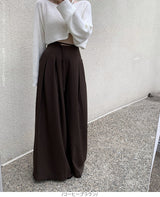 ハイウエストタックワイドパンツ