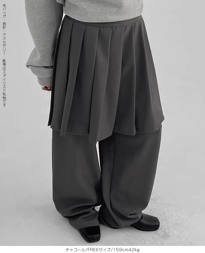 コンブレイヤードプリーツスカートパンツ – DARK ANGEL