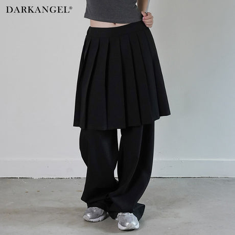 コンブレイヤードプリーツスカートパンツ