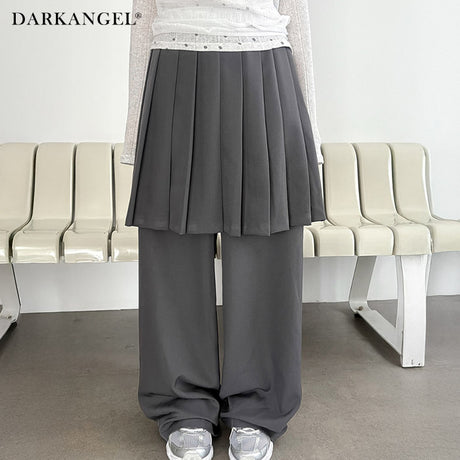 コンブレイヤードプリーツスカートパンツ