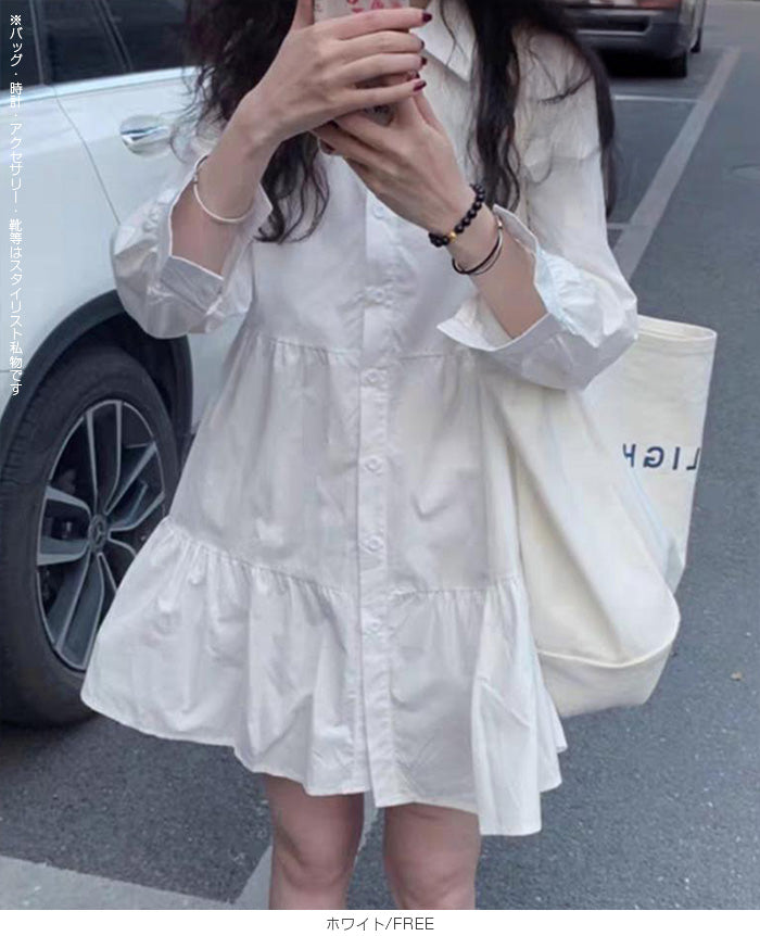 ティアードシャツワンピ