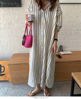 ロング丈シャツワンピース