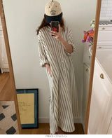 ロング丈シャツワンピース