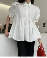 パフスリーブペプラムブラウス