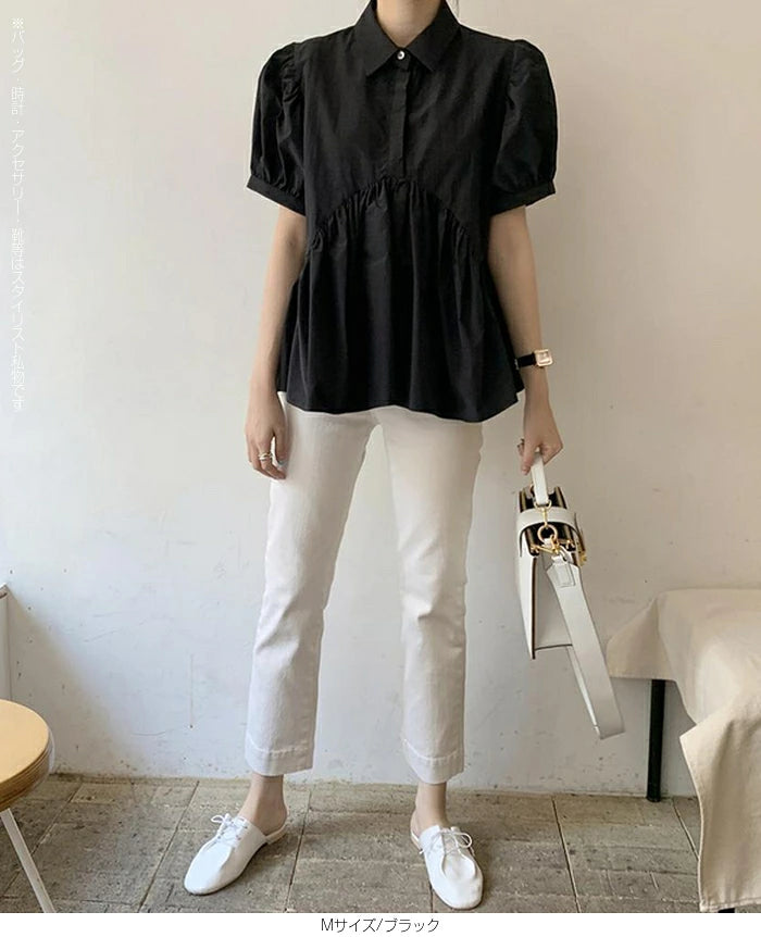 パフスリーブペプラムブラウス