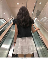 パフスリーブドット柄ブラウス