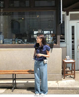 パフスリーブドット柄ブラウス