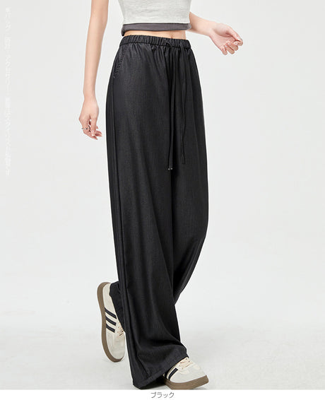 デニム見えワイドパンツ