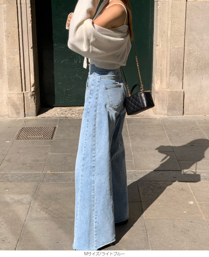 ハイウエストワイドデニムパンツ