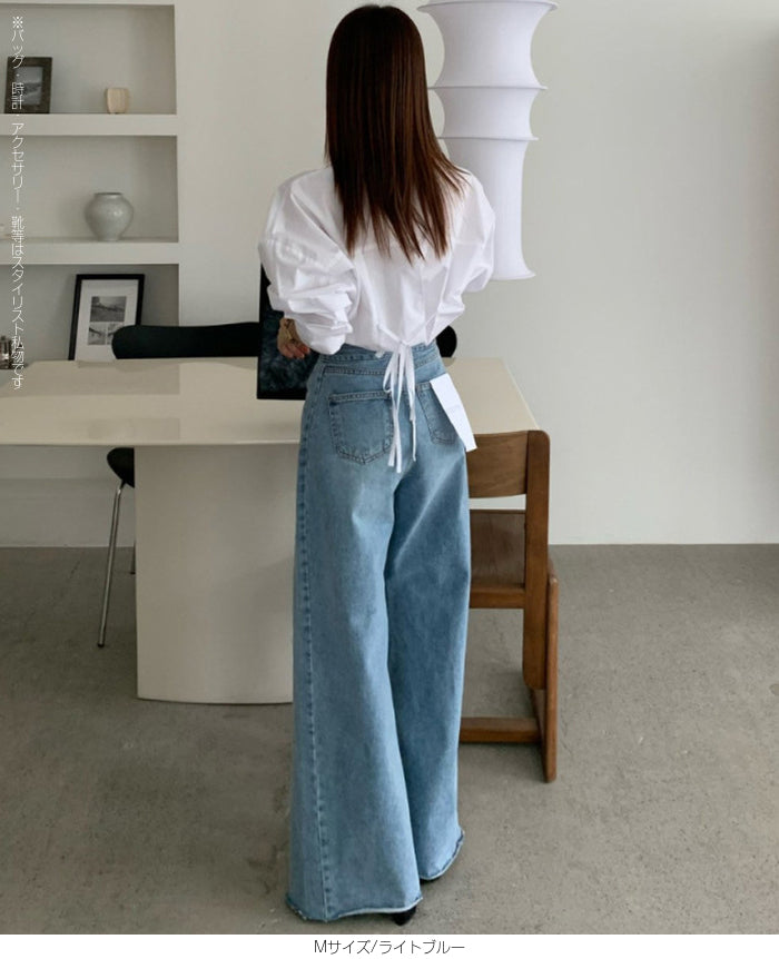 ハイウエストワイドデニムパンツ