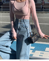 ハイウエストワイドデニムパンツ