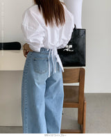 ハイウエストワイドデニムパンツ