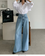 ハイウエストワイドデニムパンツ