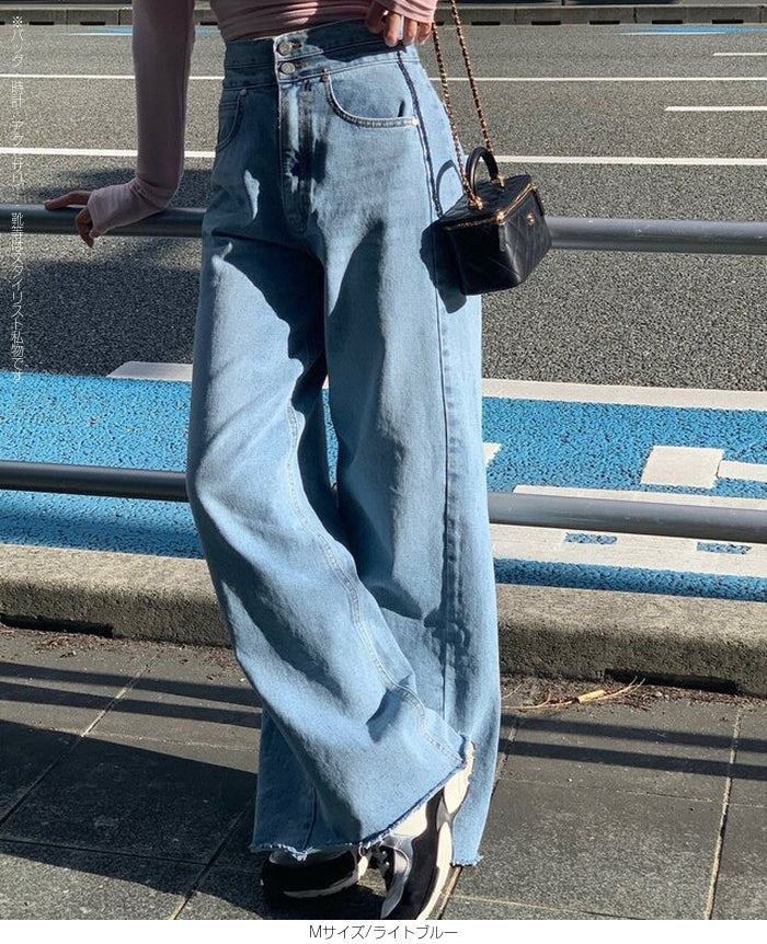 ハイウエストワイドデニムパンツ