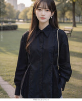 ピンタックデザインシャツブラウス