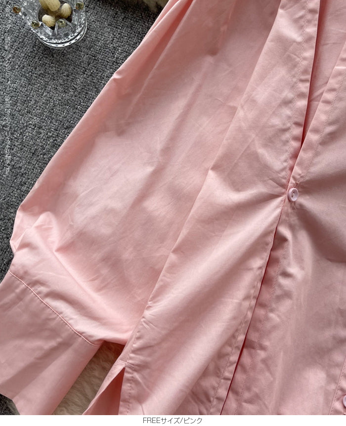 ピンタックデザインシャツブラウス