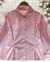 ピンタックデザインシャツブラウス