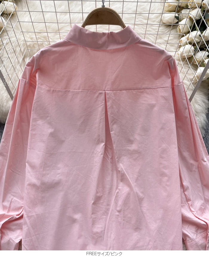 ピンタックデザインシャツブラウス