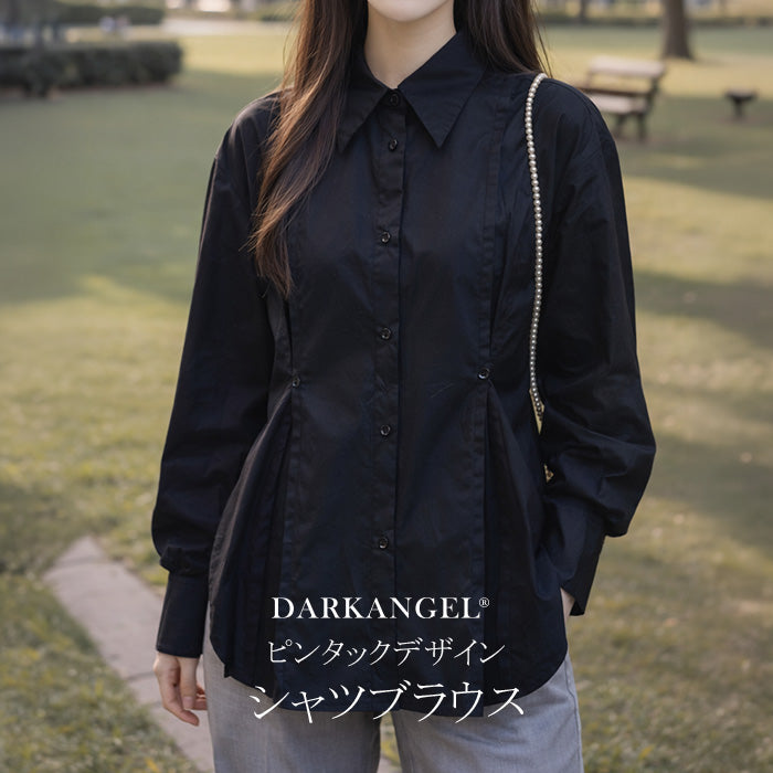ピンタックデザインシャツブラウス