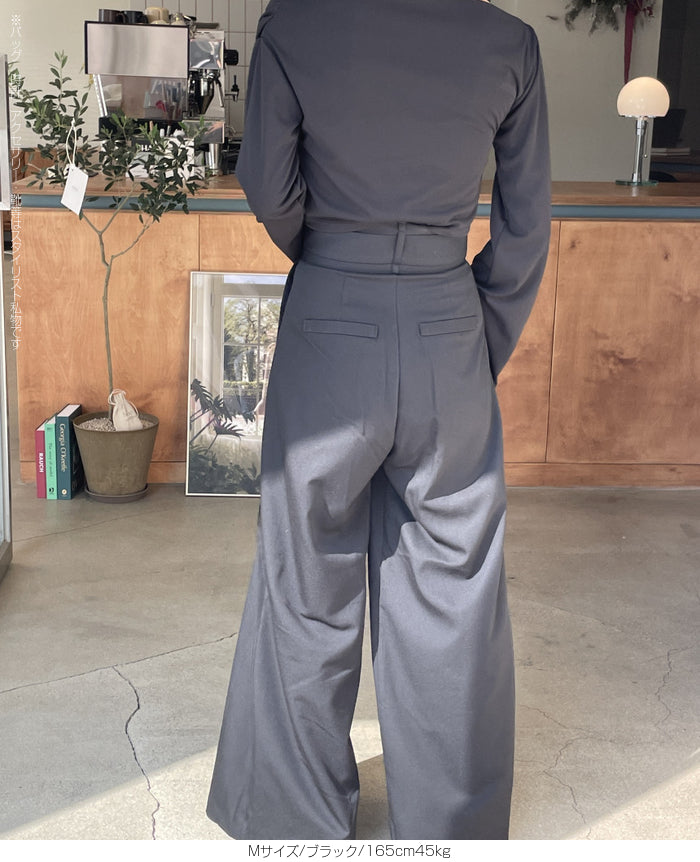ハイウエストツイルタックチノワイドパンツ