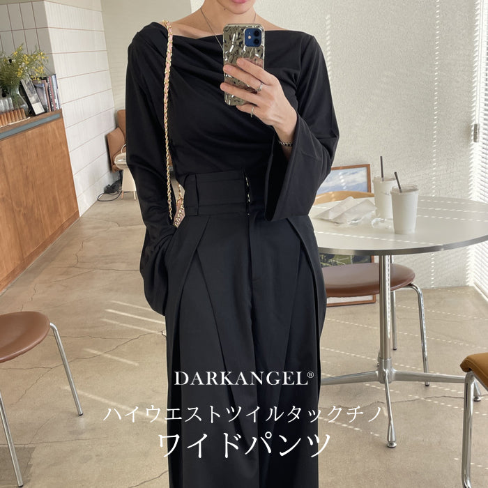 ハイウエストツイルタックチノワイドパンツ
