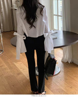 サイドリボンショートシャツブラウス