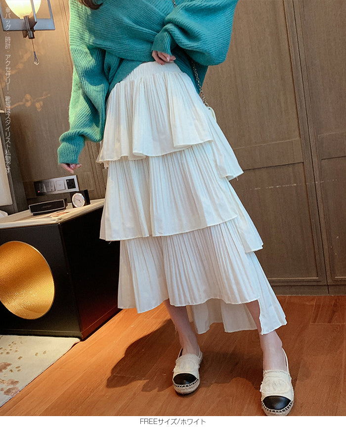 段プリーツティアードスカート