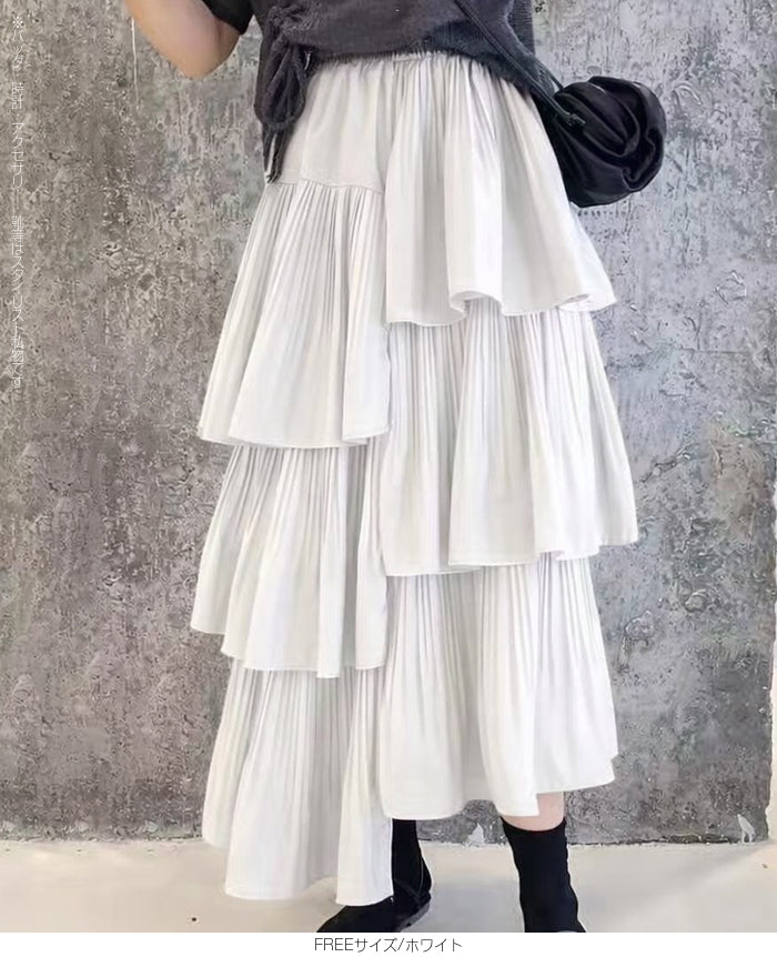 段プリーツティアードスカート