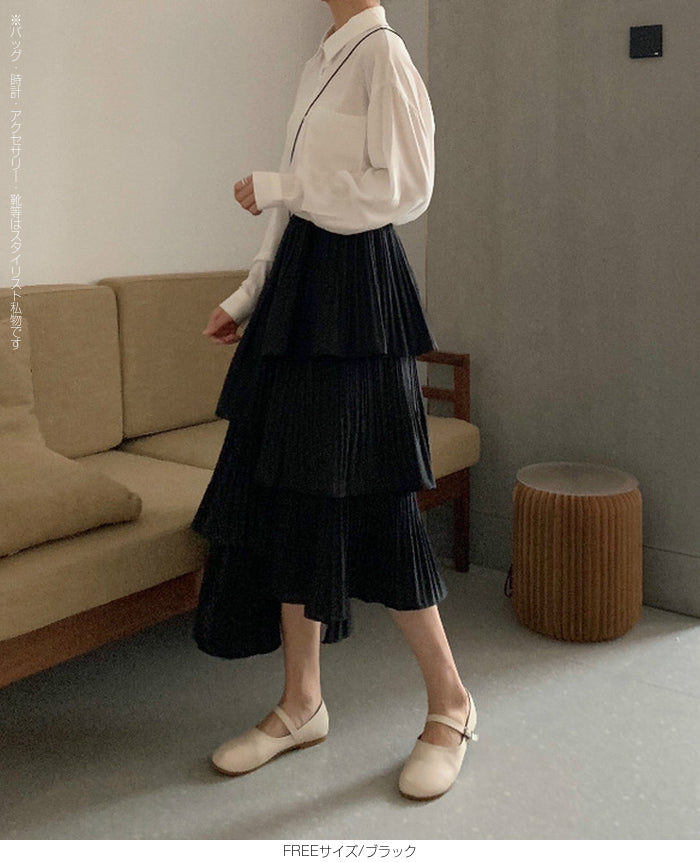段プリーツティアードスカート
