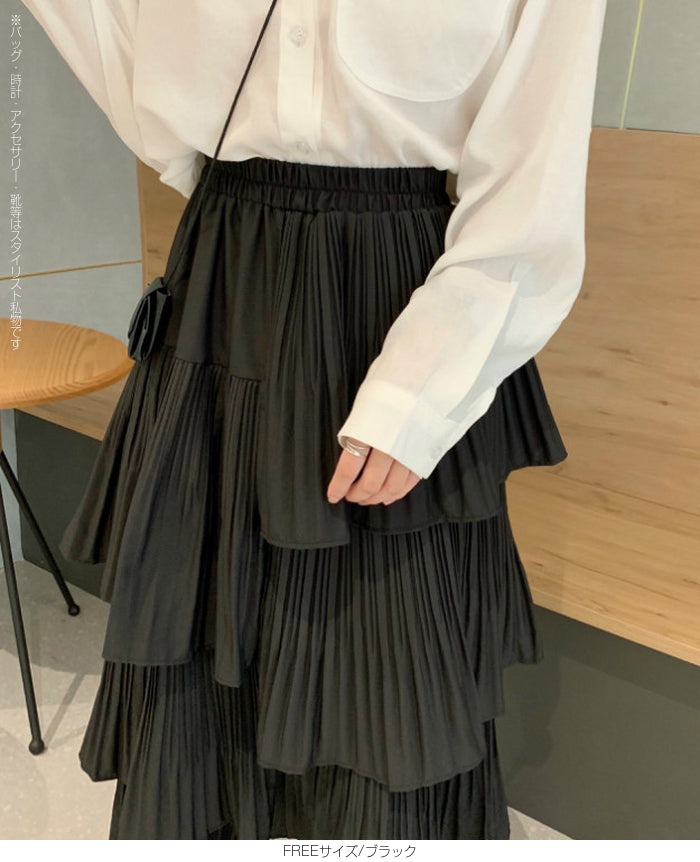 段プリーツティアードスカート