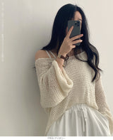 透かし編みルーズサマーニット