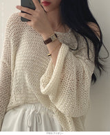 透かし編みルーズサマーニット