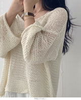 透かし編みルーズサマーニット