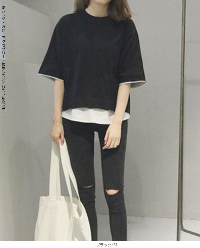 フェイクレイヤードtシャツ