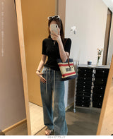 ヘンリーネックリブカットソー