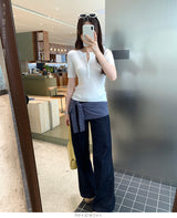 ヘンリーネックリブカットソー