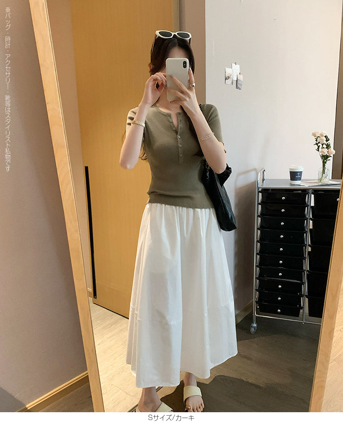 ヘンリーネックリブカットソー