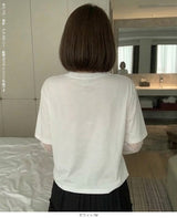 レース袖ドッキングtシャツ