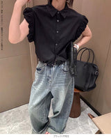 裾ドロストフリルスリーブブラウス