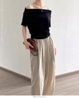 オフショルダー半袖トップス