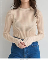 透かし編みリブニット