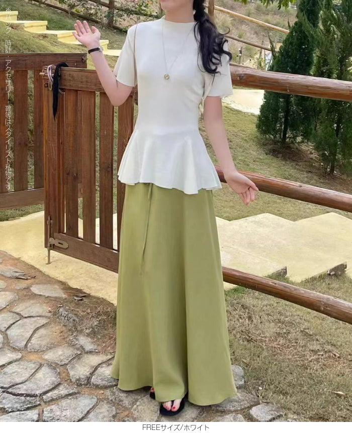 ペプラムニットトップス