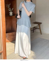 ペプラムニットトップス