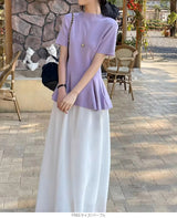 ペプラムニットトップス