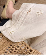 レース切替パンチングロングパンツ