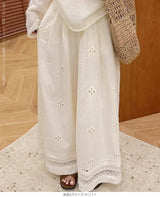 レース切替パンチングロングパンツ